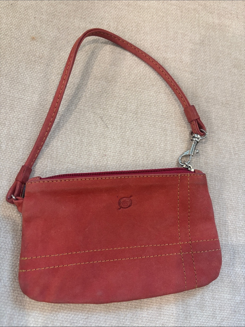 Vintage Børn Genuine Leather Wristlet Pouch – Rust / Coral Red